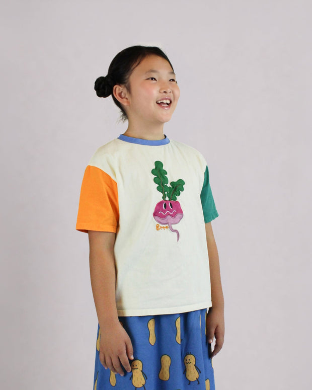 Turnip embroidered color block kids T-shirt by Brrr, alternate view