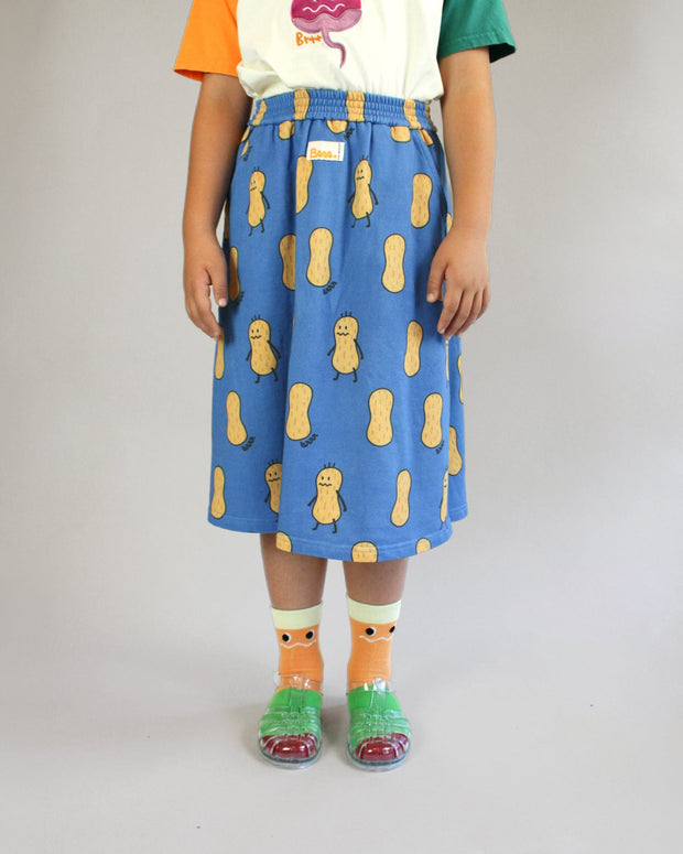 Brrr kids knee-length French terry skirt with peanut print