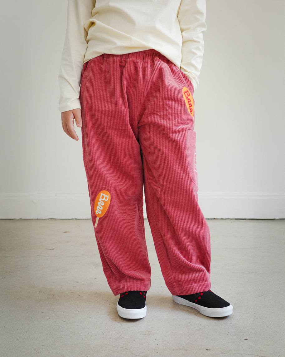 KIDS CORDUROY PANTS WITH CORN DOG EMBROIDERY