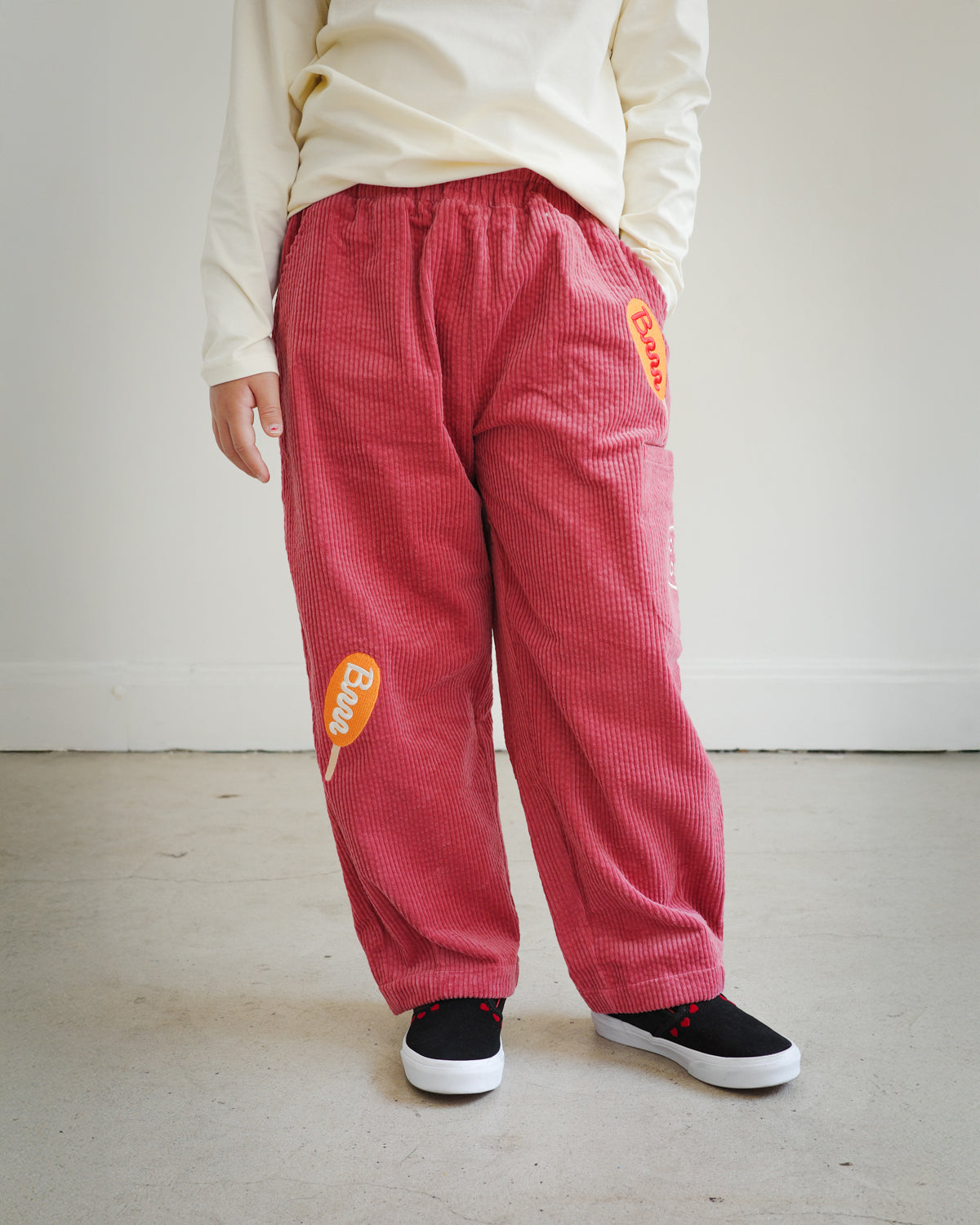 KIDS CORDUROY PANTS WITH CORN DOG EMBROIDERY