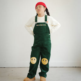 KIDS CORDUROY OVERALLS WITH BRRR FACE KNEE PATCH