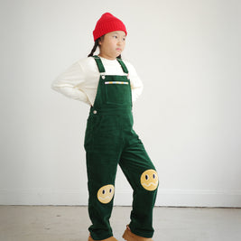 KIDS CORDUROY OVERALLS WITH BRRR FACE KNEE PATCH