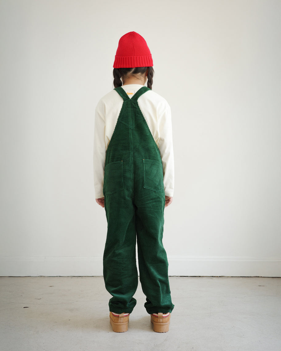KIDS CORDUROY OVERALLS WITH BRRR FACE KNEE PATCH