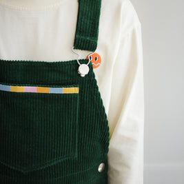 KIDS CORDUROY OVERALLS WITH BRRR FACE KNEE PATCH