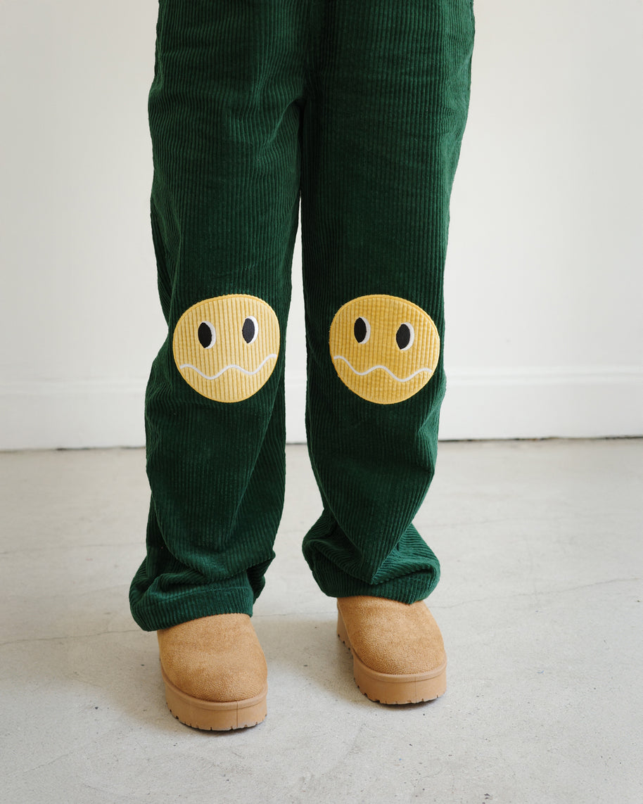 KIDS CORDUROY OVERALLS WITH BRRR FACE KNEE PATCH