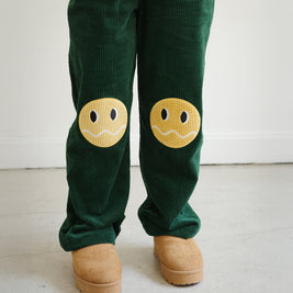 KIDS CORDUROY OVERALLS WITH BRRR FACE KNEE PATCH