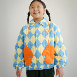 KIDS QUILTED PUFF JACKET WITH MITTEN POCKETS