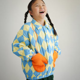 KIDS QUILTED PUFF JACKET WITH MITTEN POCKETS