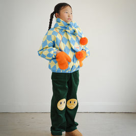 KIDS QUILTED PUFF JACKET WITH MITTEN POCKETS