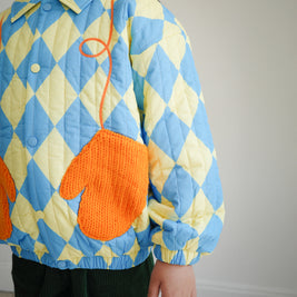 KIDS QUILTED PUFF JACKET WITH MITTEN POCKETS