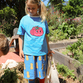 KIDS PEANUT PRINT KNEE LENGTH SKIRT - FRENCH TERRY KIDS SKIRT