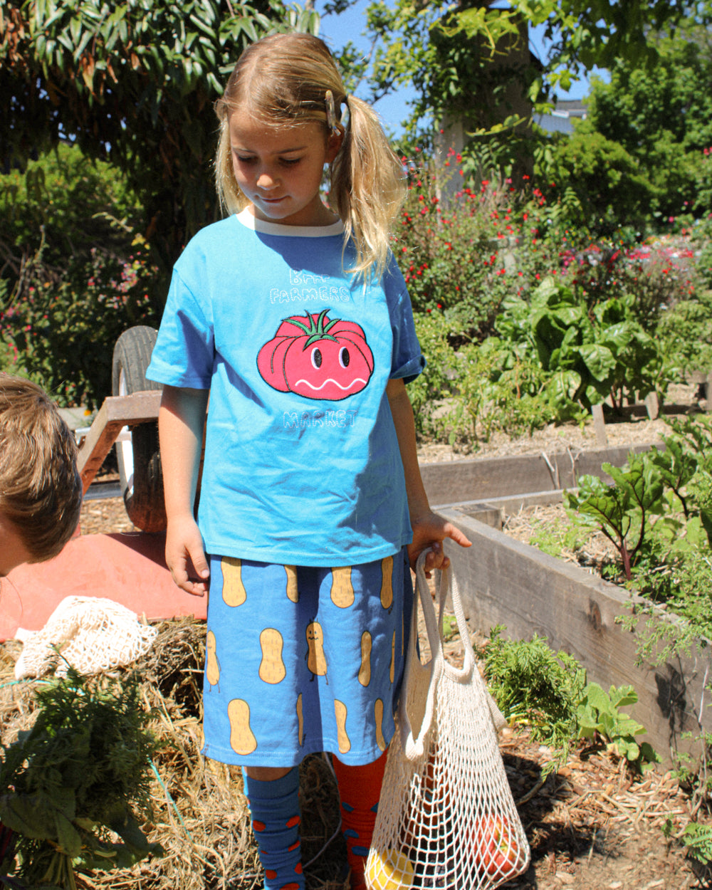 KIDS PEANUT PRINT KNEE LENGTH SKIRT - FRENCH TERRY KIDS SKIRT