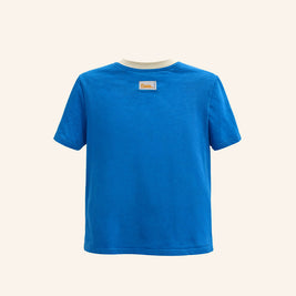 back view kids blue cotton t-shirt simple design comfortable kids tee everyday kidswear brrr