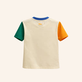 back view kids cotton color block t-shirt contrast sleeves comfortable kids tee everyday kidswear brrr