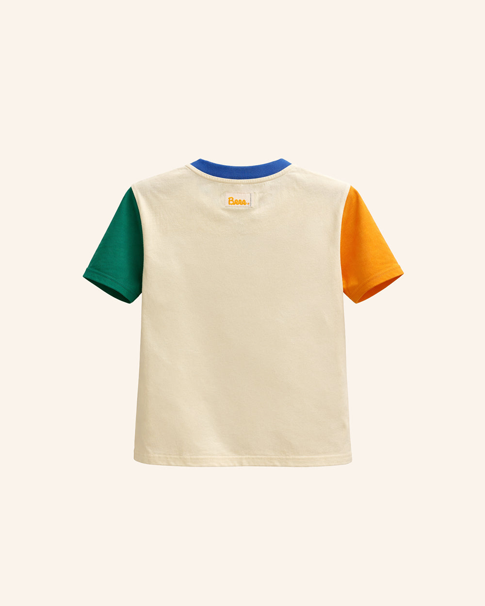 back view kids cotton color block t-shirt contrast sleeves comfortable kids tee everyday kidswear brrr