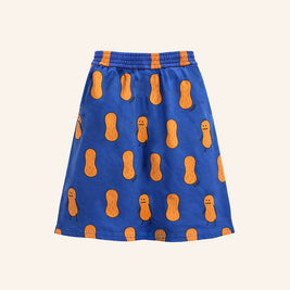back view kids cotton french terry peanut print skirt with side slits elastic waist comfortable kids skirt brrr kidswear