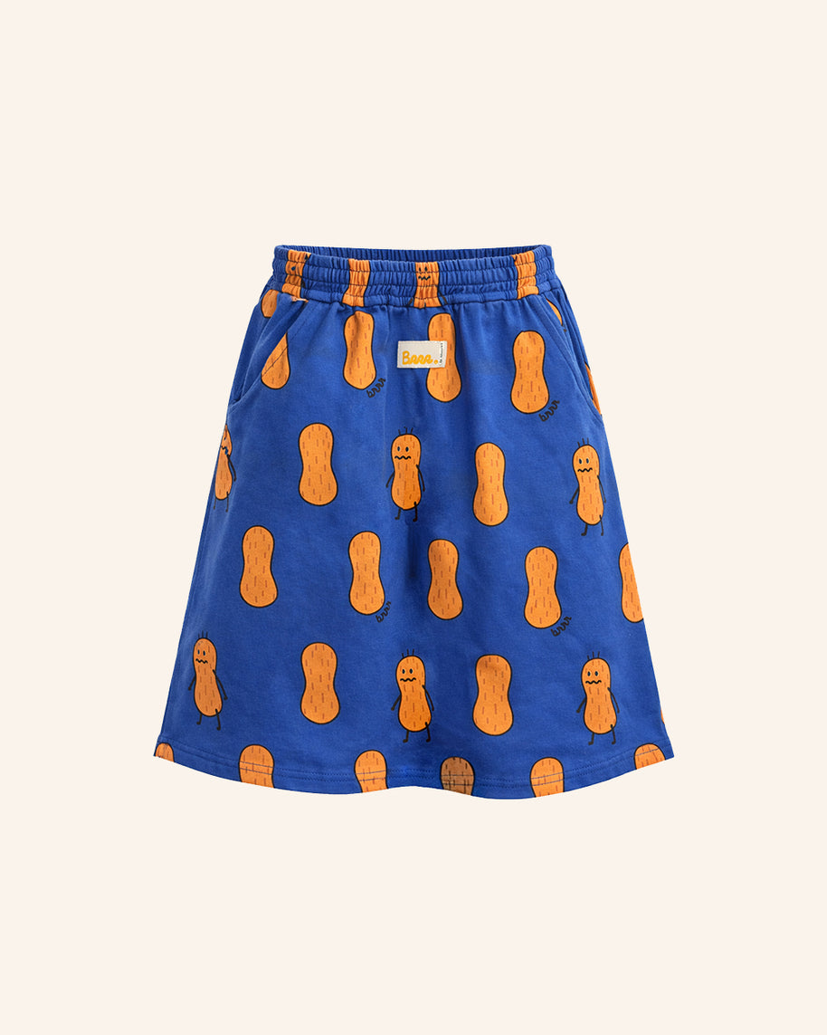 kids cotton french terry peanut print skirt knee length with side slits elastic waist comfortable kids skirt brrr kidswear