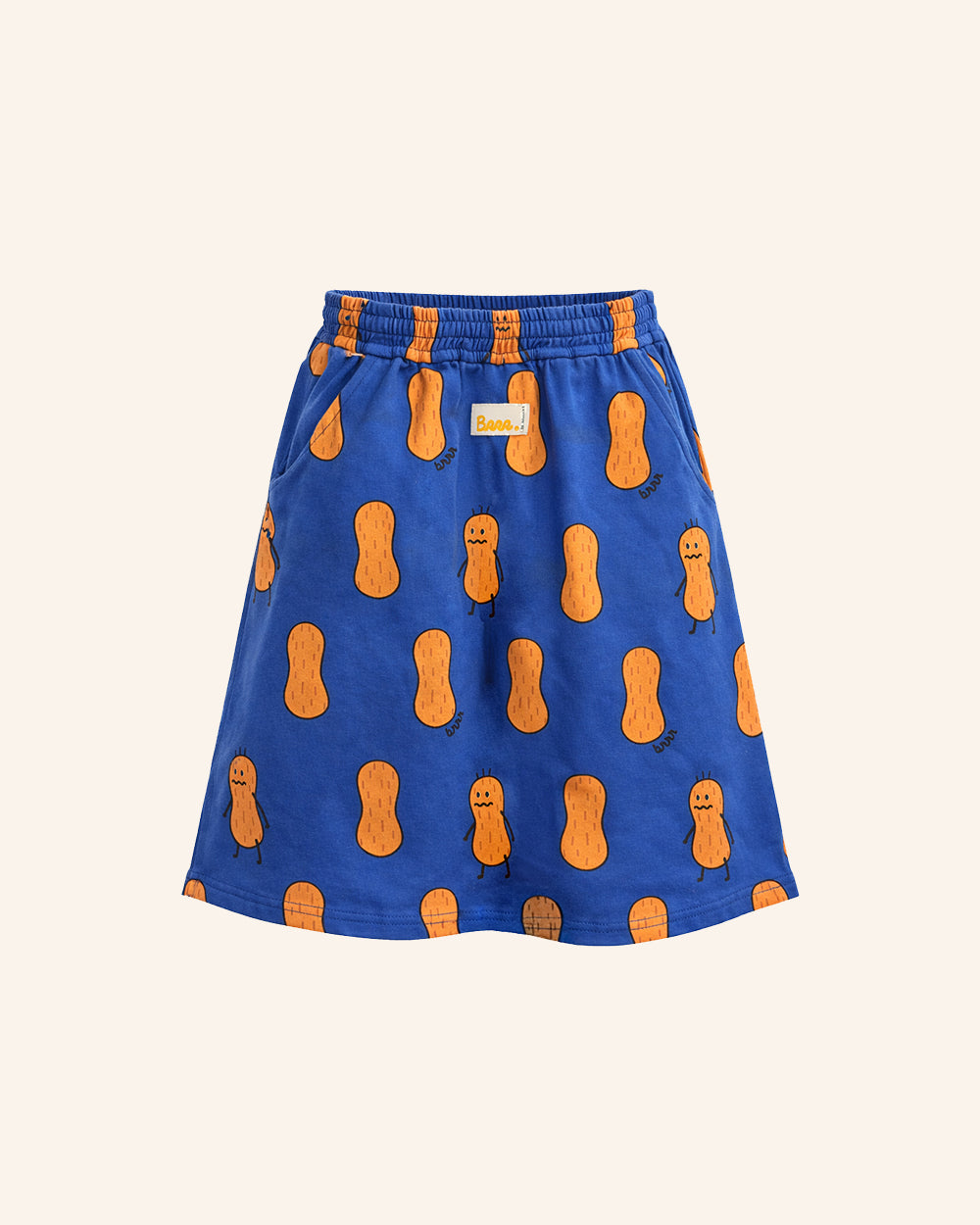 kids cotton french terry peanut print skirt knee length with side slits elastic waist comfortable kids skirt brrr kidswear