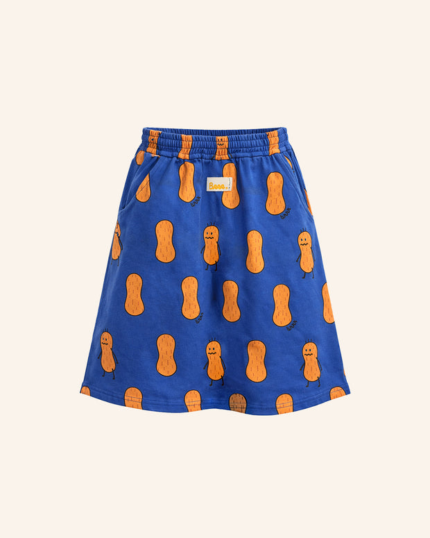 kids cotton french terry peanut print skirt knee length with side slits elastic waist comfortable kids skirt brrr kidswear