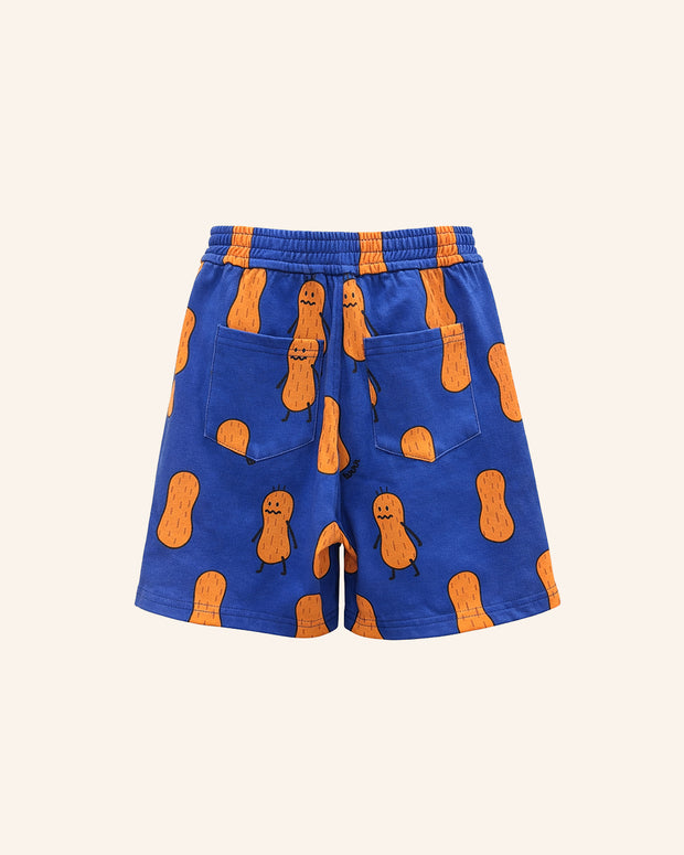 back view kids cotton french terry peanut printed shorts comfortable kids shorts everyday kidswear brrr kidswear