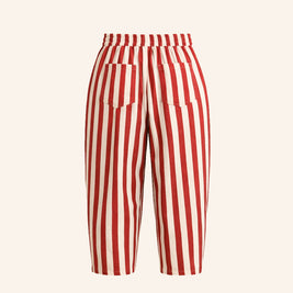 back view kids red and white stripe pants elastic waistband cotton kids pants comfortable fit brrr kidswear